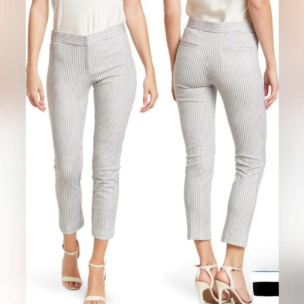 Amanda & Chelsea Size 6 Thin railroad stripes move up and down to line this pair
